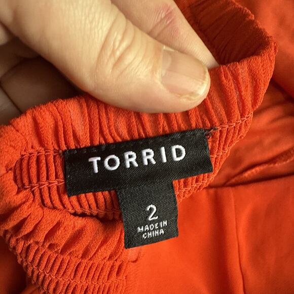 Torrid Maxi Tank Dress 2 Womans Plus Orange Chiffon Embroidered Cross Back - Picture 5 of 5